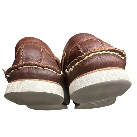 Vtg Timberland Brown Leather White Sole 2 Eye Boat Shoes 74035 Preppy Men Sz 9.5 - Picture 9 of 16